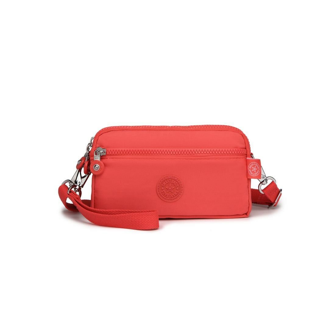 Smart Bags Mini Boy Postacı Çantası ve Cüzdanı Krinkıl Kumaş 1112 Nar