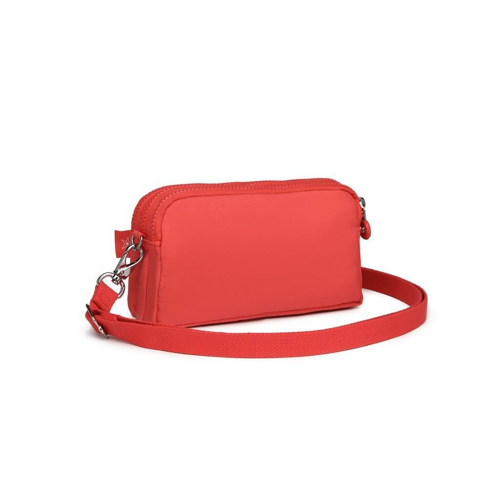 Smart Bags Mini Boy Postacı Çantası ve Cüzdanı Krinkıl Kumaş 1112 Nar