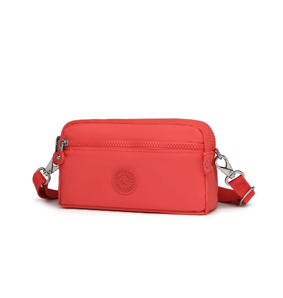 Smart Bags Mini Boy Postacı Çantası ve Cüzdanı Krinkıl Kumaş 1112 Nar