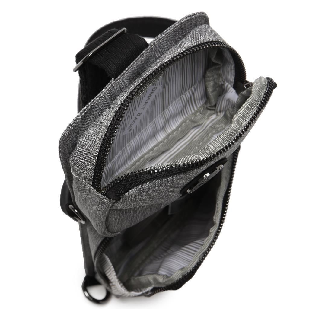 Kırçıllı Gri Kumaş Kadın Bodybag Çantası Smart Bags 3097 Siyah