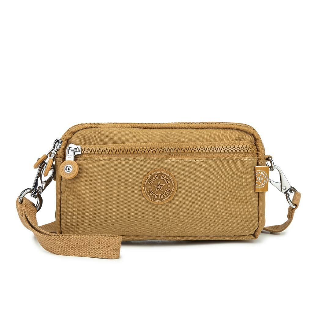 Smart Bags Mini Boy Postacı Çantası ve Cüzdanı Krinkıl Kumaş 1112 110 Taba