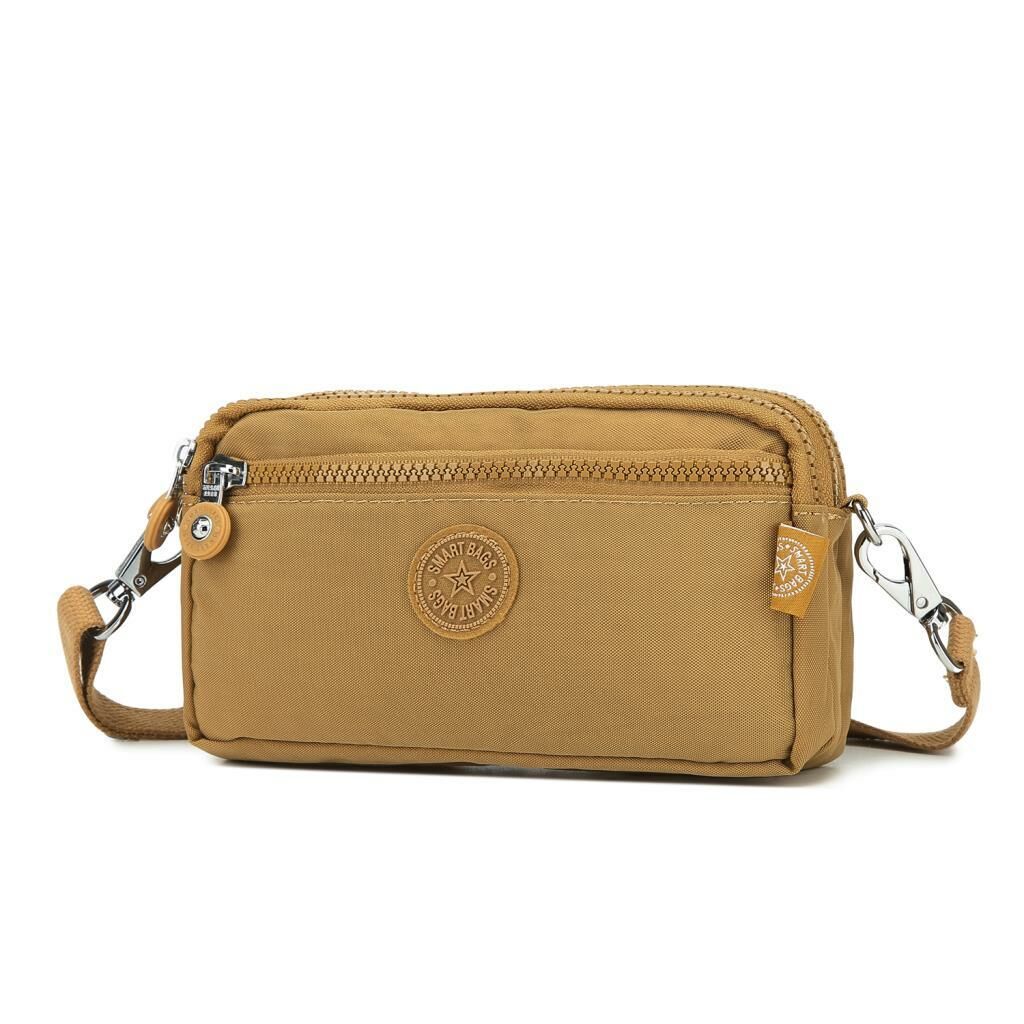 Smart Bags Mini Boy Postacı Çantası ve Cüzdanı Krinkıl Kumaş 1112 110 Taba