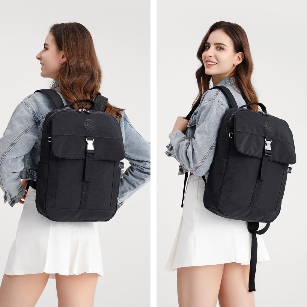 Smart Bags Kadın Sırt Çantası Büyük Boy Krinkıl Kumaş 3183 Siyah