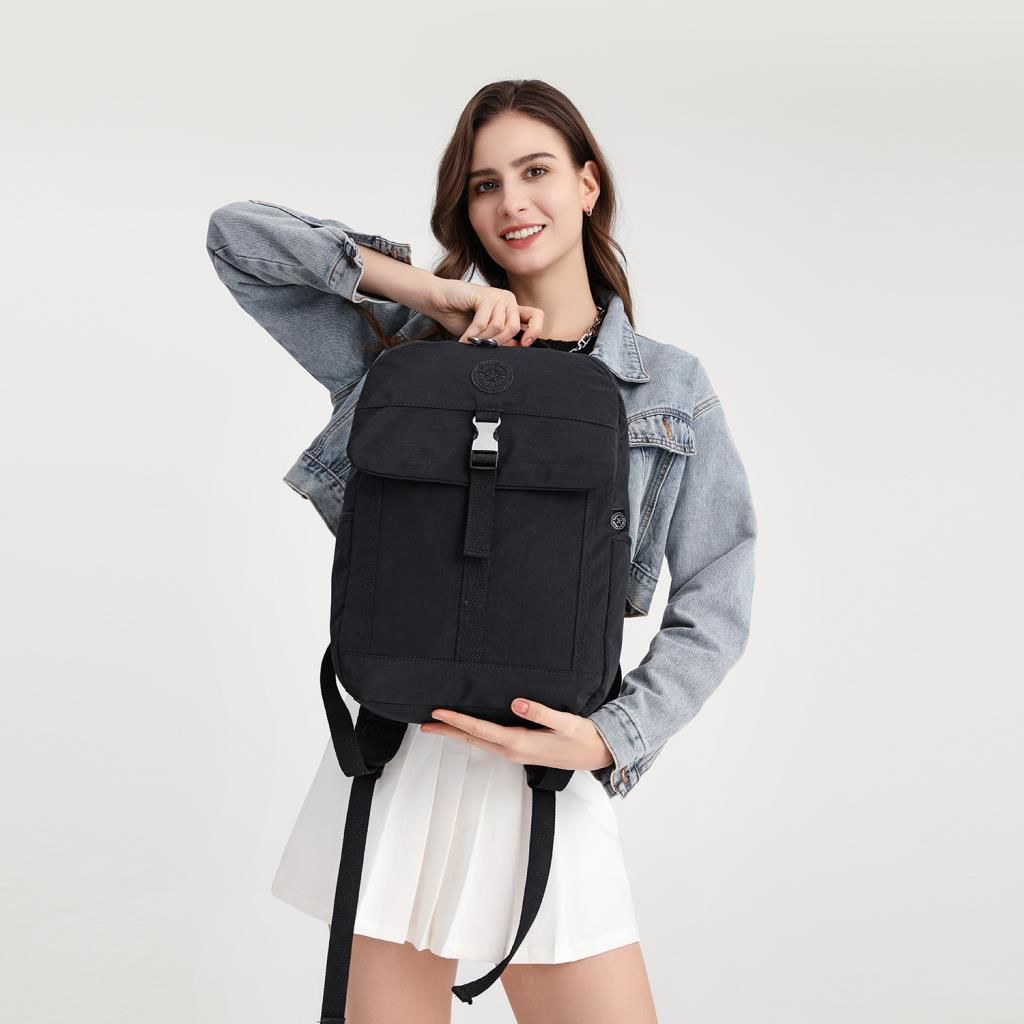 Smart Bags Kadın Sırt Çantası Büyük Boy Krinkıl Kumaş 3183 Siyah