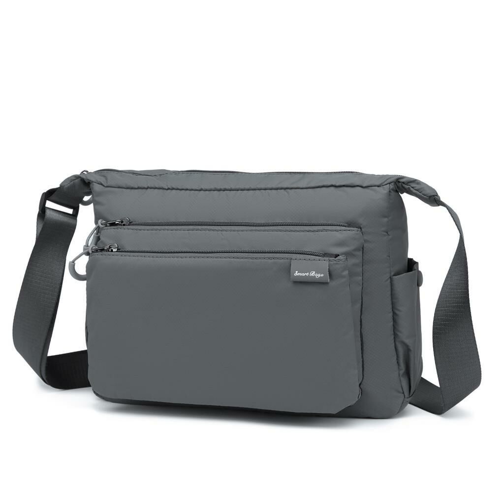 Smart Bags Ekstra Hafif Kumaş Kadın Postacı Çantası 3146 Gri