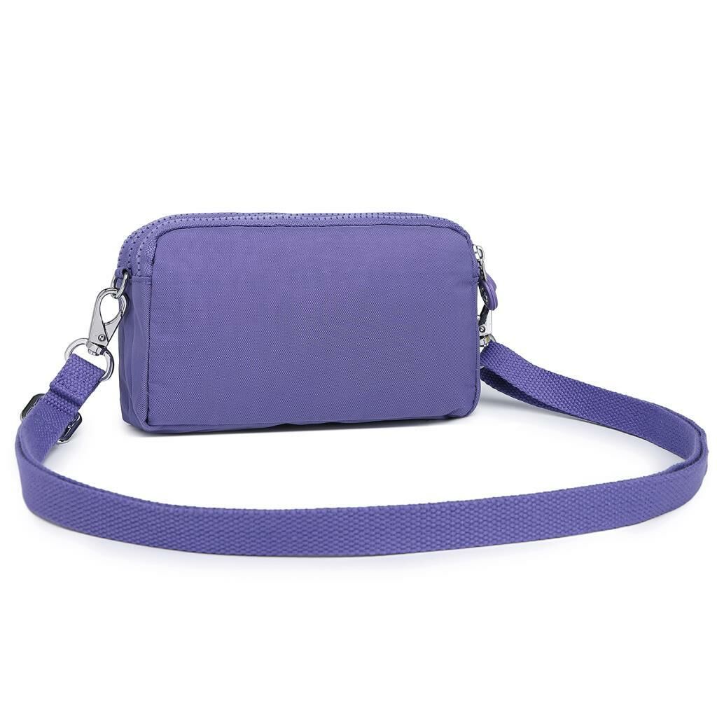 Smart Bags Mini Boy Postacı Çantası ve Cüzdanı Krinkıl Kumaş 1112 Mor