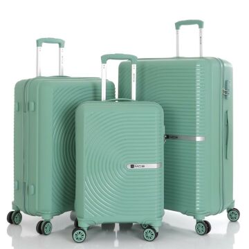MÇS 3lü Set Kırılmaz Silikon Seyahat Valizi Bavulu V374 Su Yeşili