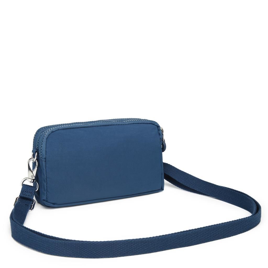 Smart Bags Mini Boy Postacı Çantası ve Cüzdanı Krinkıl Kumaş 1112 Lacivert