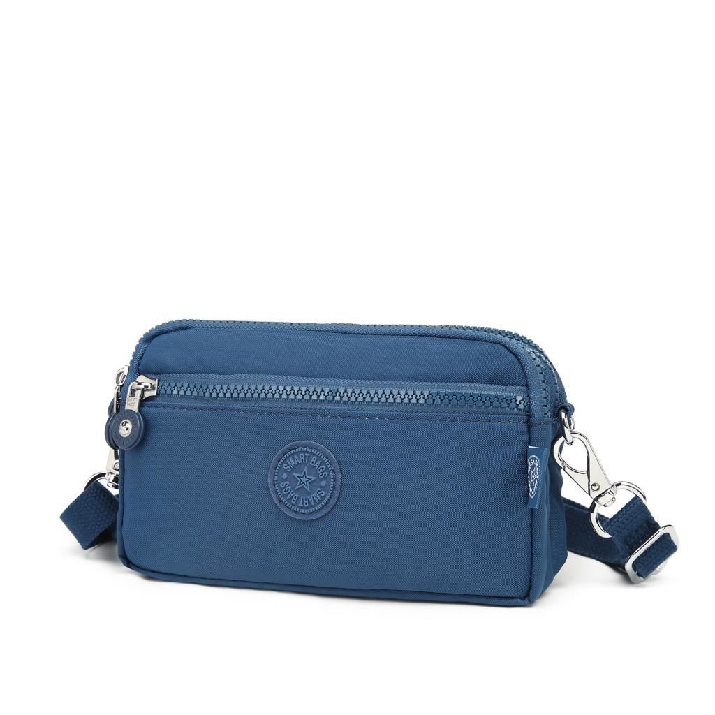 Smart Bags Mini Boy Postacı Çantası ve Cüzdanı Krinkıl Kumaş 1112 Lacivert