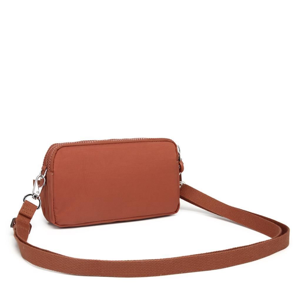 Smart Bags Mini Boy Postacı Çantası ve Cüzdanı Krinkıl Kumaş 1112 Kiremit