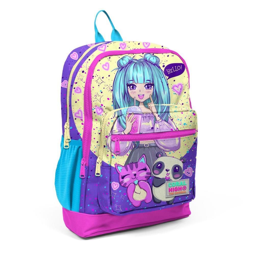 Coral High Anime Kız Desenli Büyük Boy Okul Sırt Çantası 23735