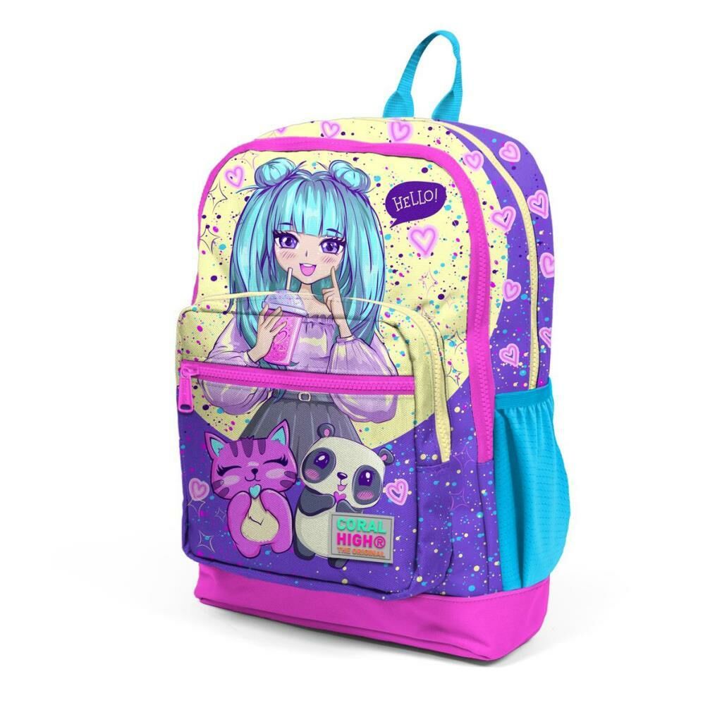 Coral High Anime Kız Desenli Büyük Boy Okul Sırt Çantası 23735