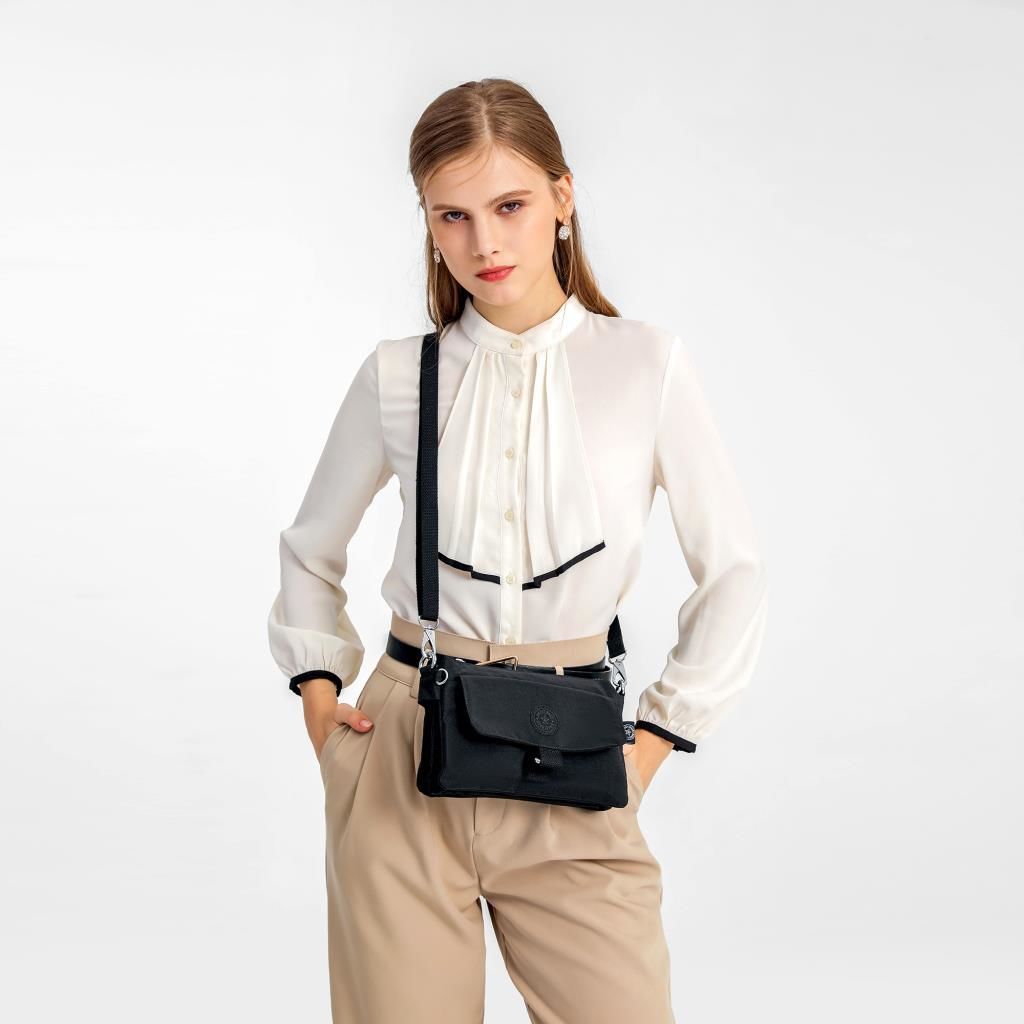 Minik Boy Smart Bags Postacı Kadın Çantası Krinkıl Kumaş 1147 Mavi Rose