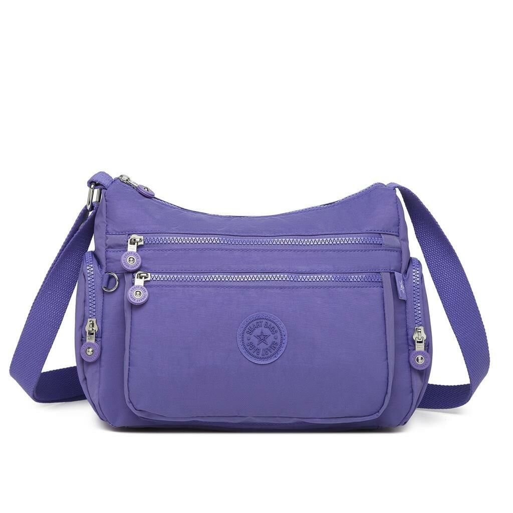1115 Krinkıl Kumaş Bayan Omuz Çantası Smart Bags 27 Mor
