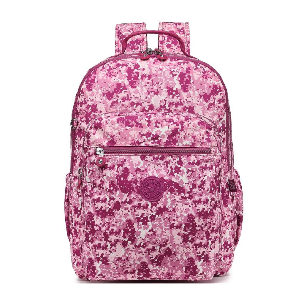 Smart Bags Büyük Boy Krinkıl Kumaş Sırt Çantası 3209 Fuşya Flower