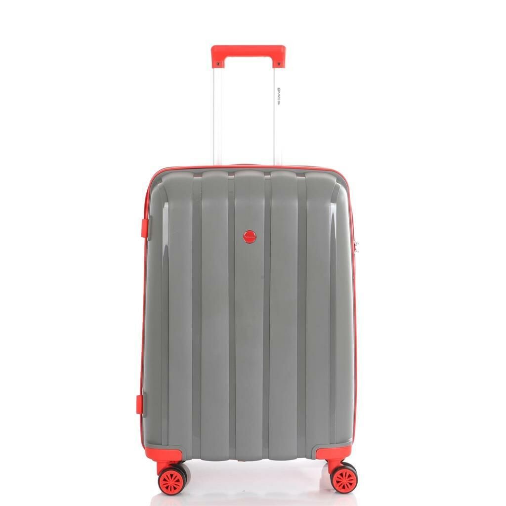 MÇS Orta Boy Kırılmaz Silikon Seyahat Valizi Bavulu V305 Gri/Kırmızı