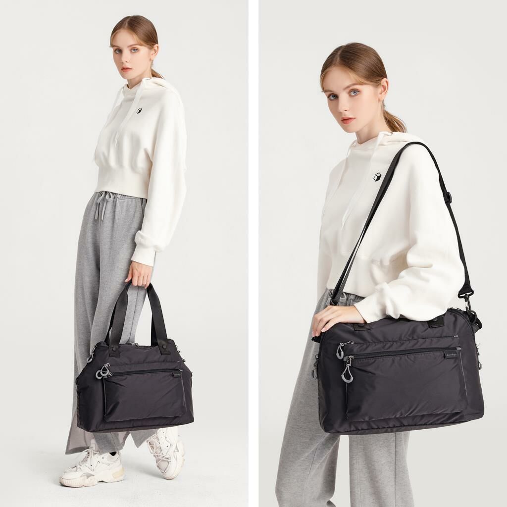 Smart Bags Ekstra Hafif Kumaş Kadın Omuz Çantası 3139 Açık Gri