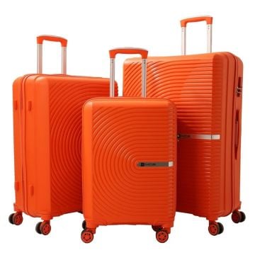 MÇS 3lü Set Kırılmaz Silikon Seyahat Valizi Bavulu V374 Orange
