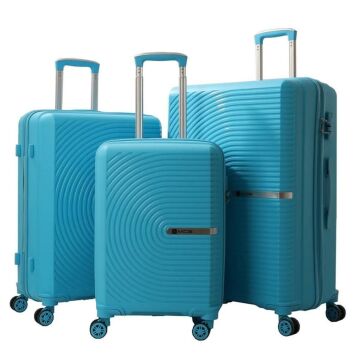 MÇS 3lü Set Kırılmaz Silikon Seyahat Valizi Bavulu V374 A.Mavi