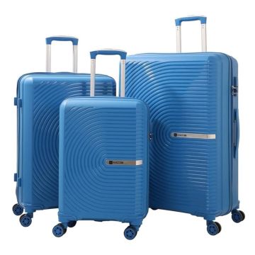 MÇS 3lü Set Kırılmaz Silikon Seyahat Valizi Bavulu V374 Saks Mavi