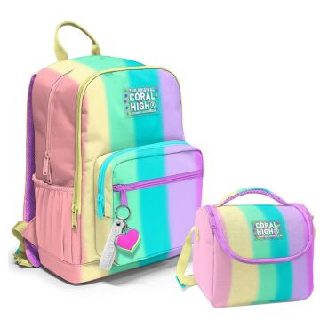 Coral High 2li Set Çizgili Desenli Okul Çantası Beslenme 23630