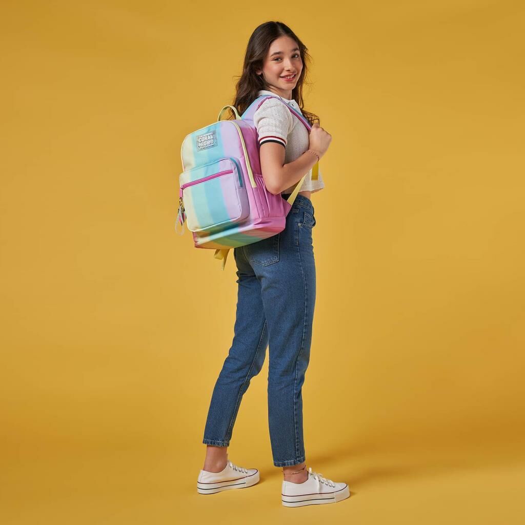 Coral High 2li Set Çizgili Desenli Okul Çantası Beslenme 23630
