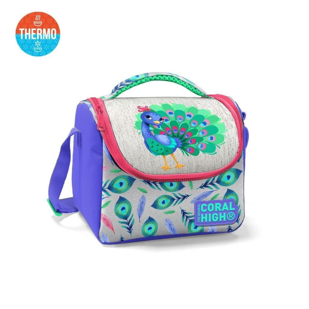 Coral High 2li Set Tavuskuşu Desenli Okul Çantası Beslenme 23488