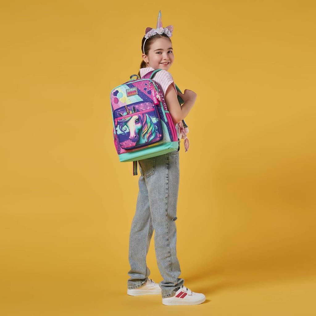 Coral High 2li Set Unicorn Desenli Okul Çantası Beslenme 23758