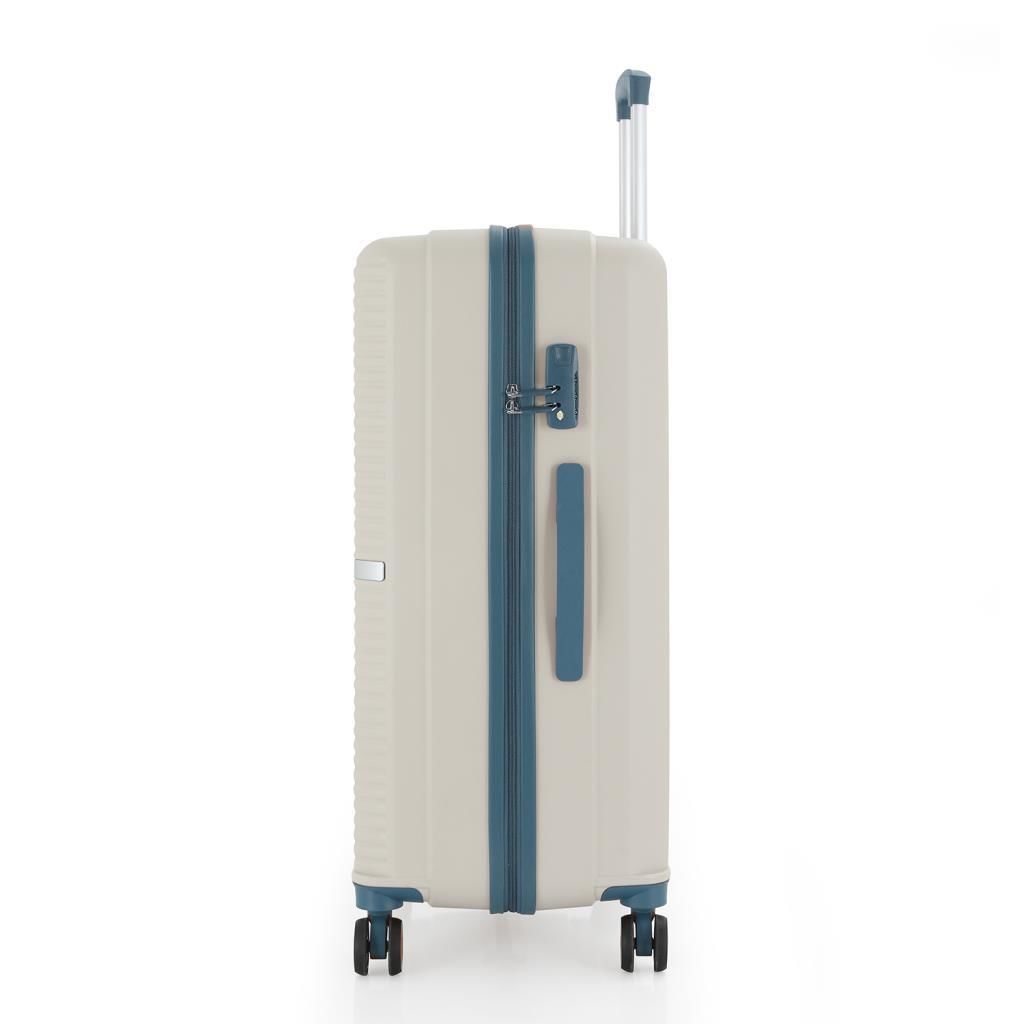 MÇS 3lü Set Kırılmaz Silikon Seyahat Valizi Bavulu V374 Kemik/Sky Blue
