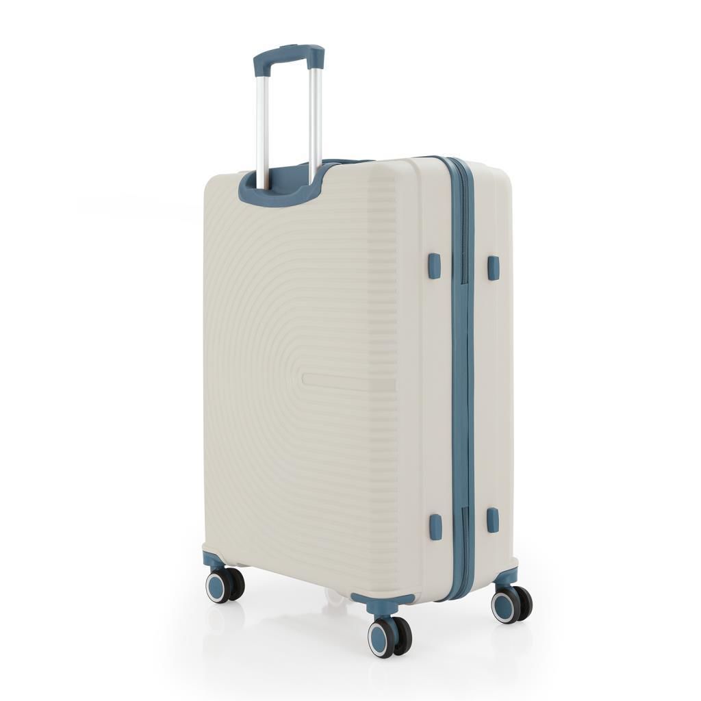 MÇS 3lü Set Kırılmaz Silikon Seyahat Valizi Bavulu V374 Kemik/Sky Blue