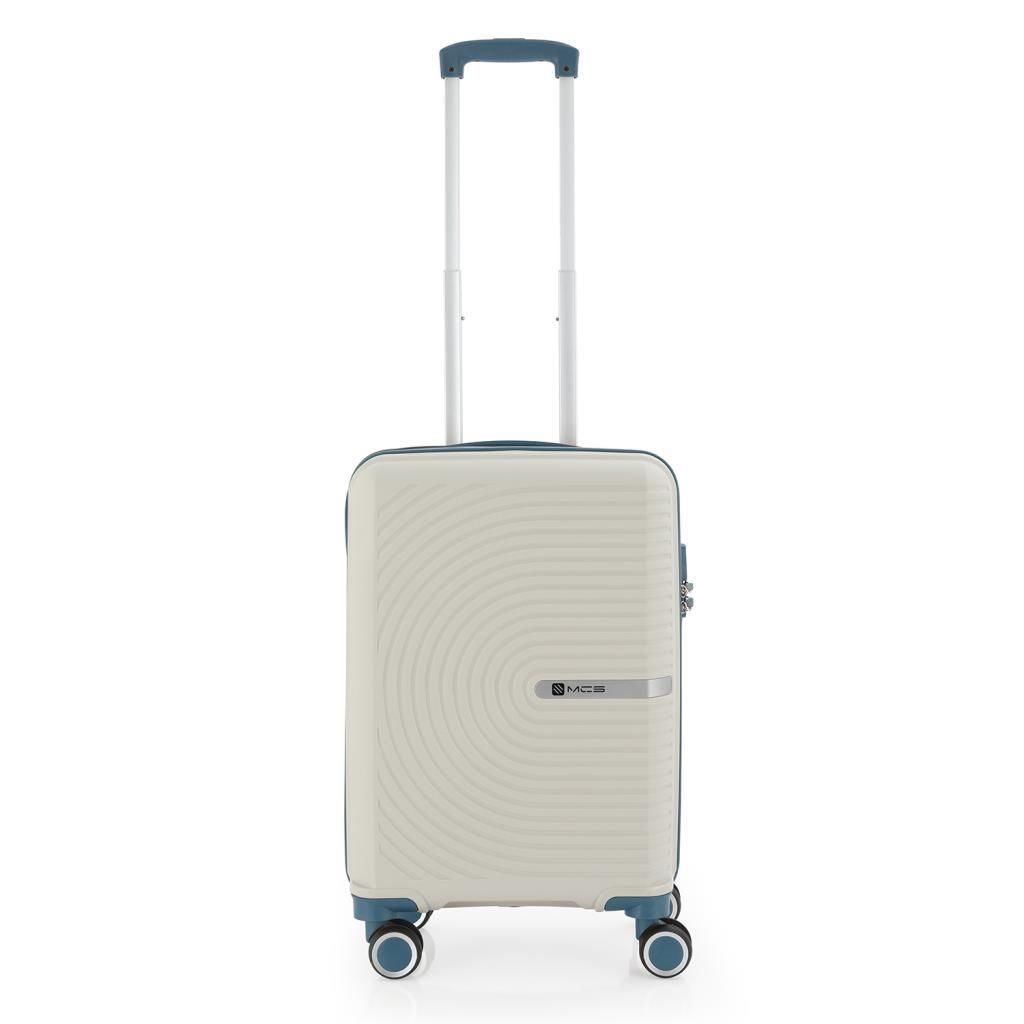 MÇS 3lü Set Kırılmaz Silikon Seyahat Valizi Bavulu V374 Kemik/Sky Blue