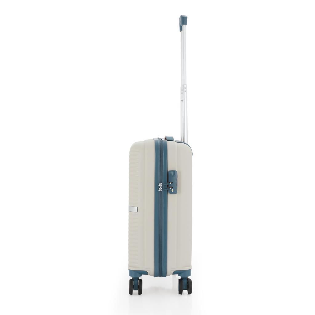 MÇS 3lü Set Kırılmaz Silikon Seyahat Valizi Bavulu V374 Kemik/Sky Blue