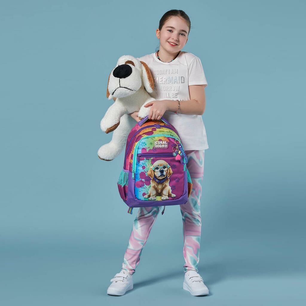 Coral High 2li Set Köpek Desenli Okul Çantası Beslenme 23649