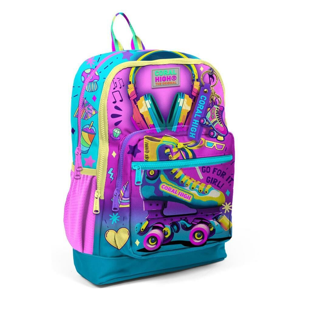 Coral High 2li Set Kulaklık Desenli Okul Çantası Beslenme 23754