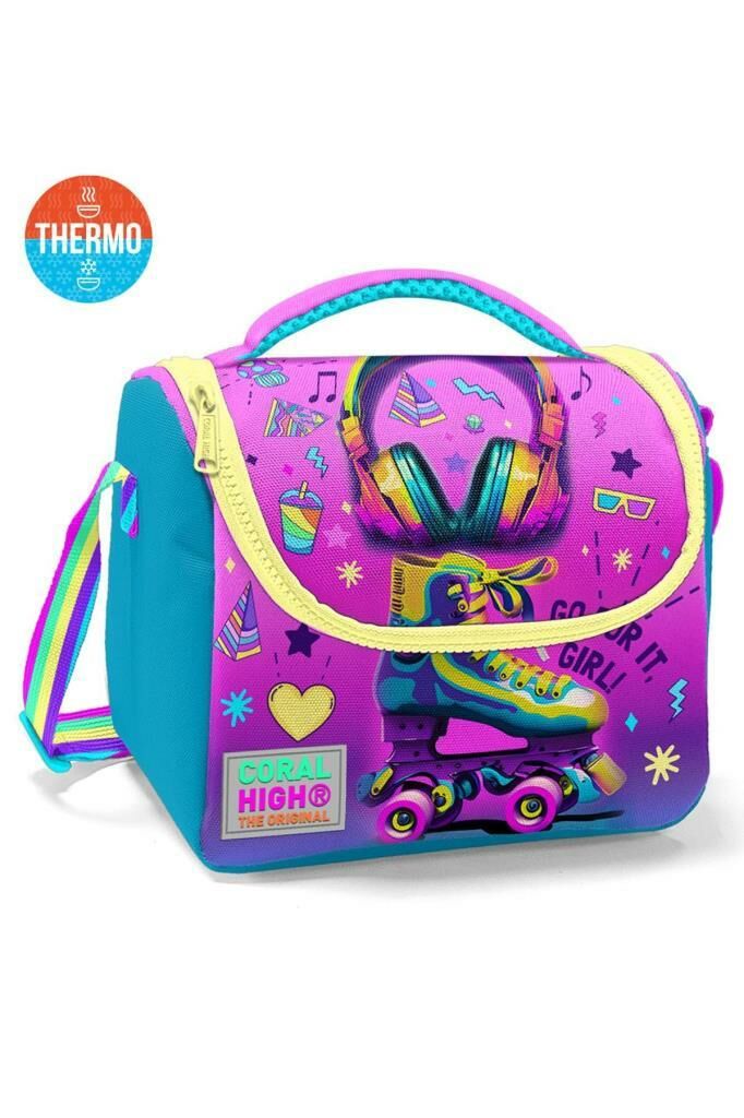 Coral High 2li Set Kulaklık Desenli Okul Çantası Beslenme 23754