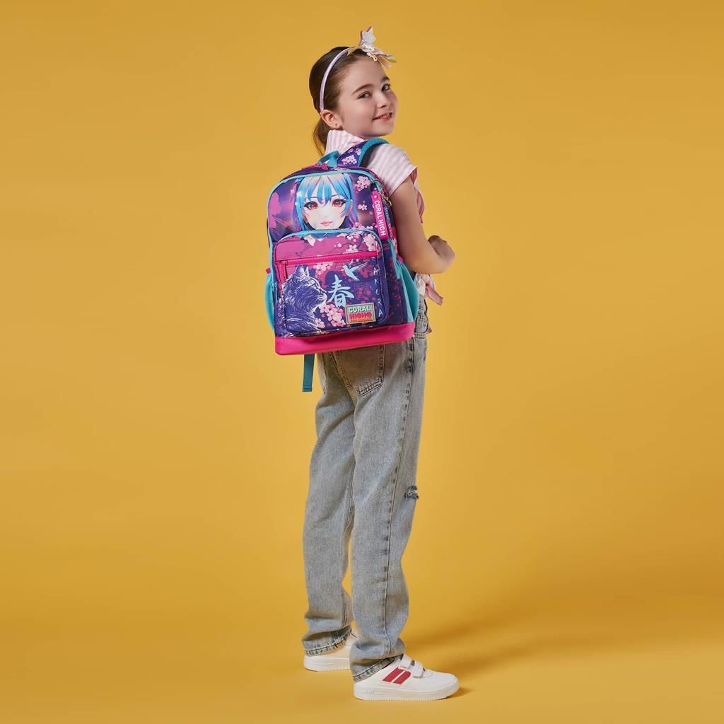 Coral High 2li Set Kedili Kız Desenli Okul Çantası Beslenme 23753