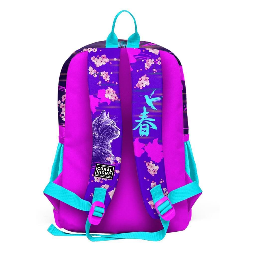 Coral High 2li Set Kedili Kız Desenli Okul Çantası Beslenme 23753