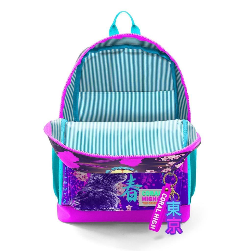 Coral High 2li Set Kedili Kız Desenli Okul Çantası Beslenme 23753