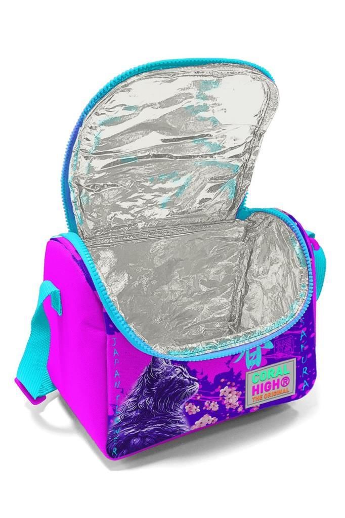 Coral High 2li Set Kedili Kız Desenli Okul Çantası Beslenme 23753