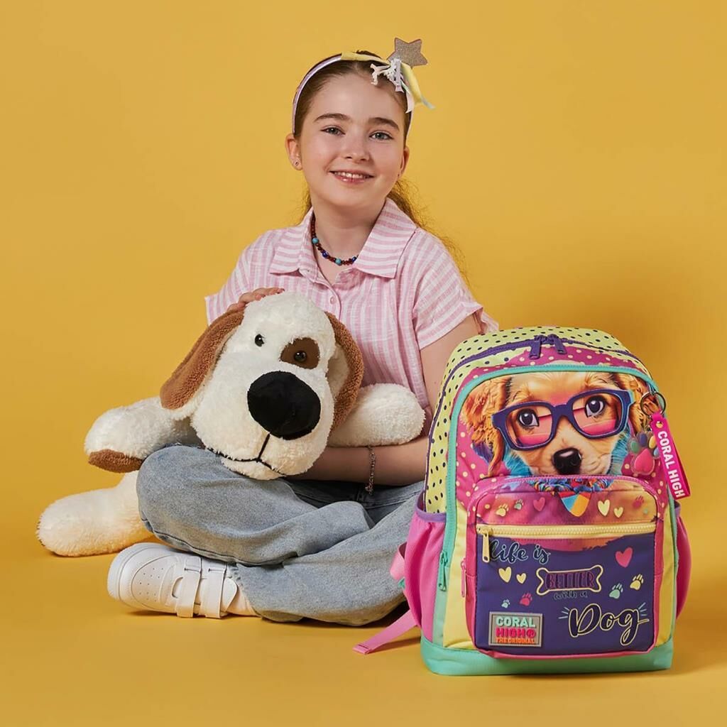 Coral High 2li Set Köpek Desenli Okul Çantası Beslenme 23752
