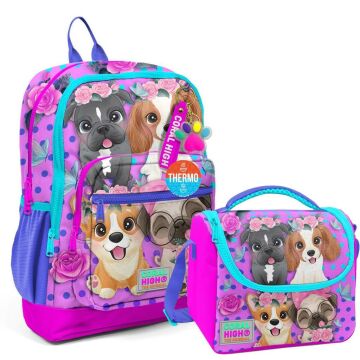 Coral High 2li Set Köpek Desenli Okul Çantası Beslenme 23750