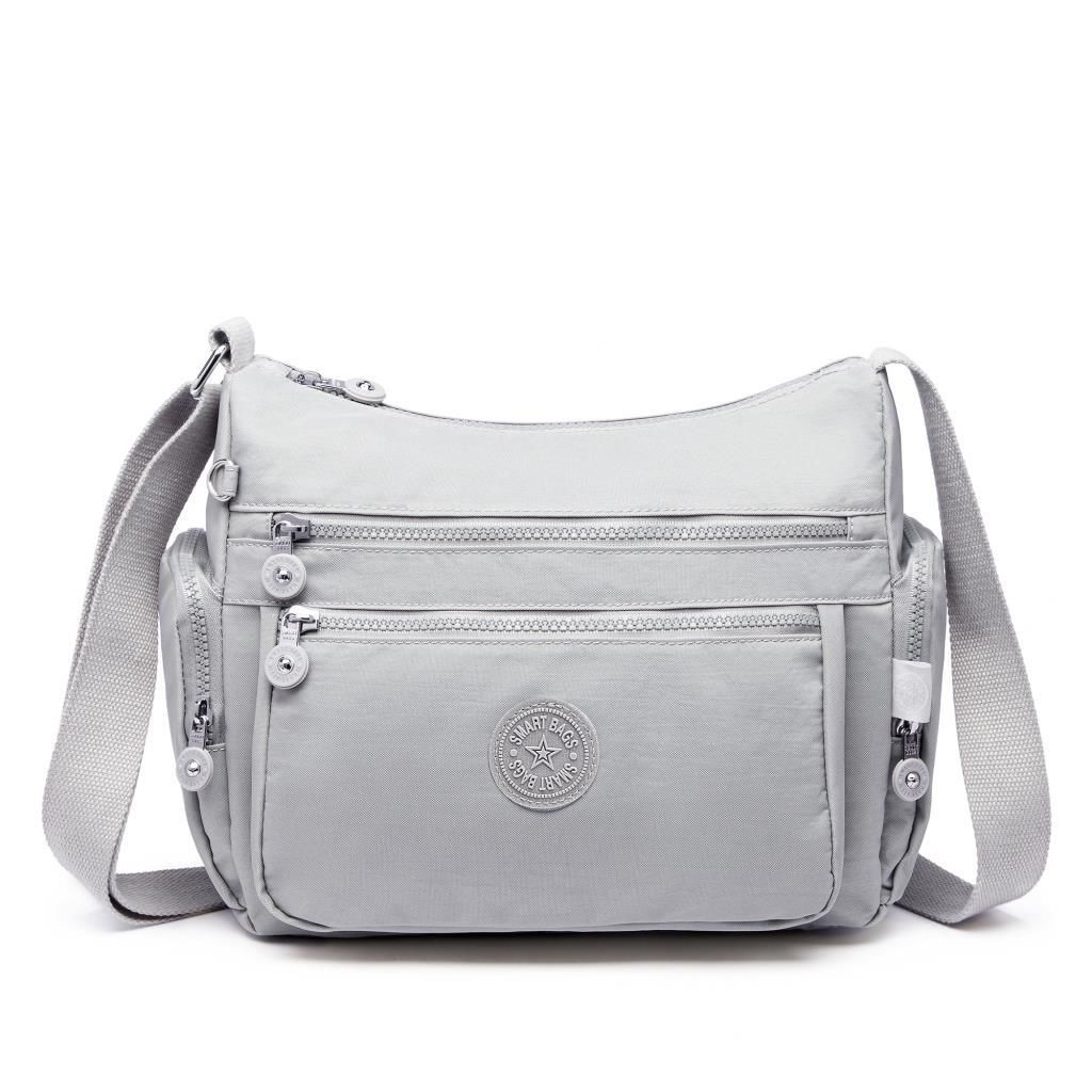 1115 Krinkıl Kumaş Bayan Omuz Çantası Smart Bags A.Gri