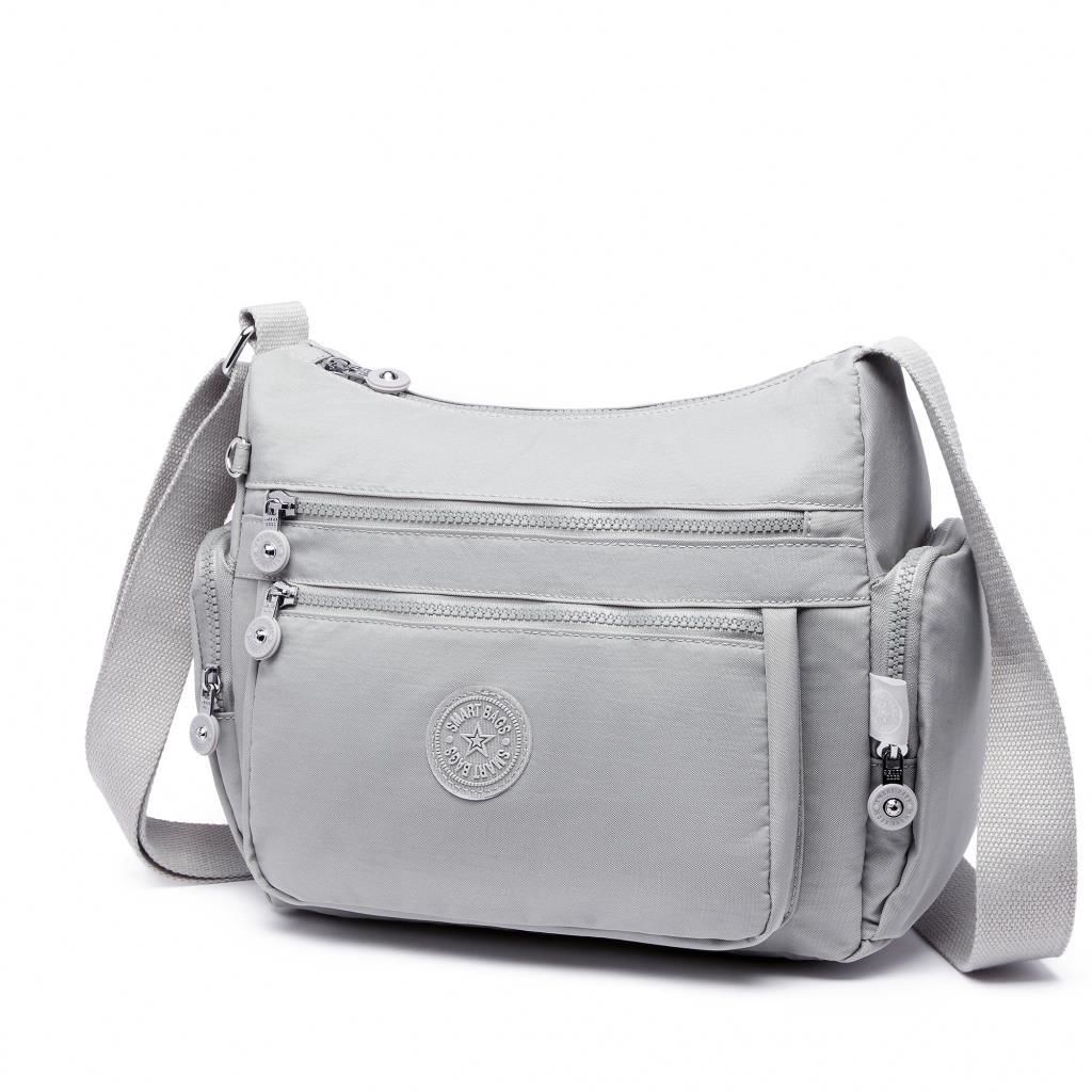 1115 Krinkıl Kumaş Bayan Omuz Çantası Smart Bags A.Gri