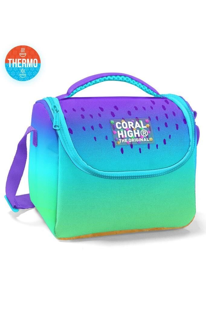Coral High 2li Set Mor Lila Desenli Okul Çantası Beslenme 23637