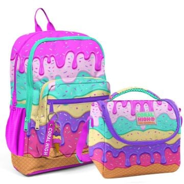 Coral High 2li Set Dondurma Desenli Okul Çantası Beslenme 23731
