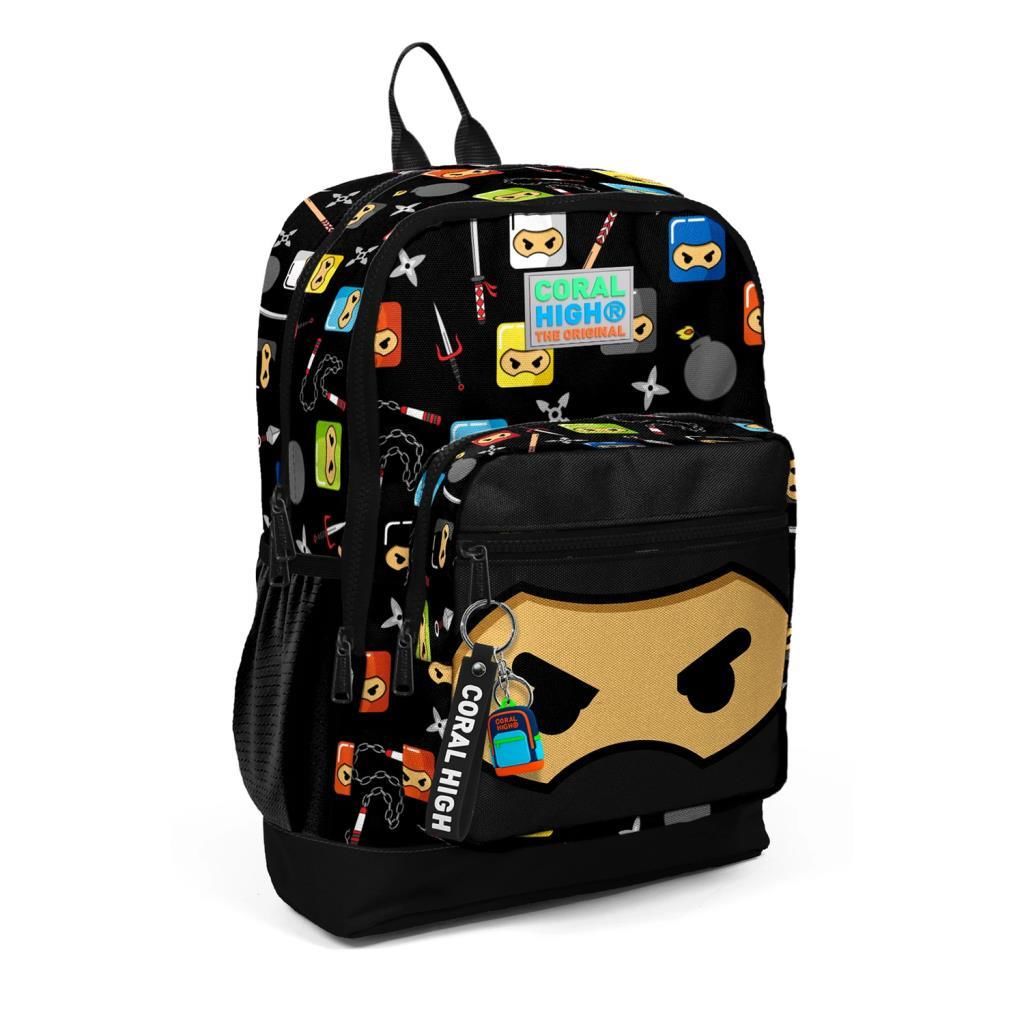 Coral High 2li Set Ninja Desenli Okul Çantası Beslenme 23473
