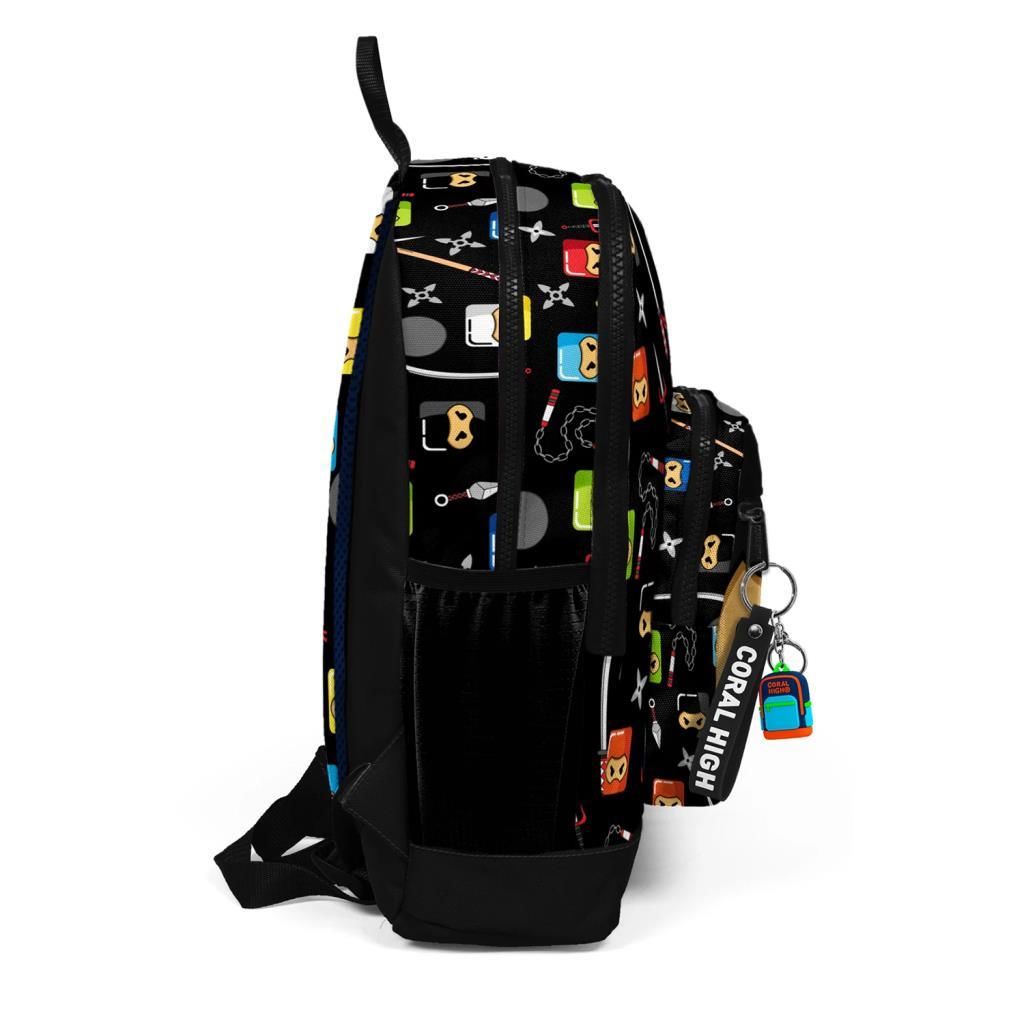 Coral High 2li Set Ninja Desenli Okul Çantası Beslenme 23473