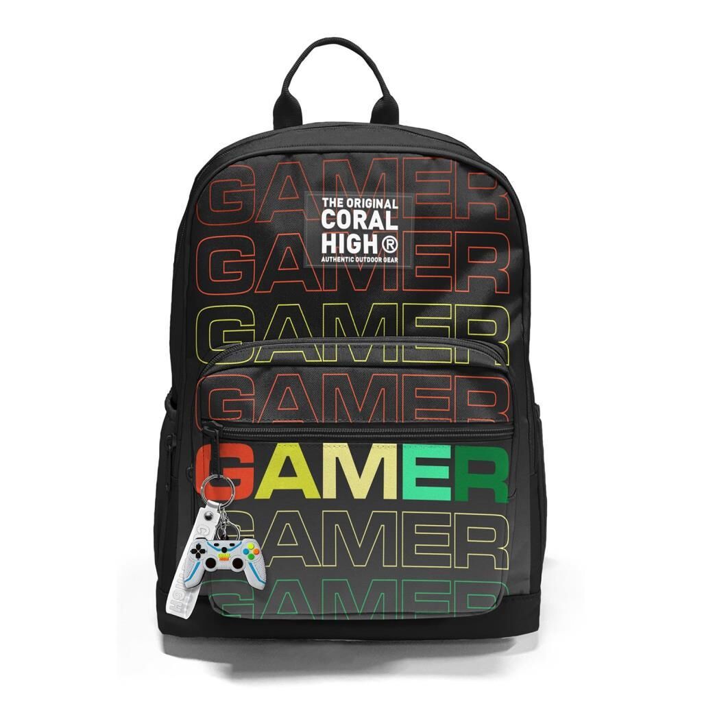 Coral High 2li Set Gamer Desenli Okul Çantası Beslenme 23640