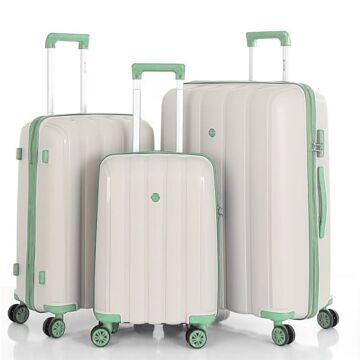MÇS 3lü Set Kırılmaz Silikon Seyahat Valizi Bavulu V305 Kemik Su Yeşili