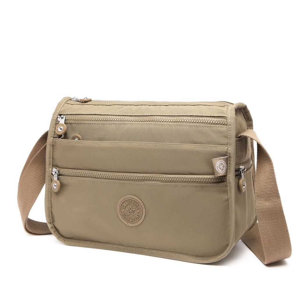 1128 Krinkıl Kumaş Bayan Postacı Omuz Çantası Smart Bags Camel